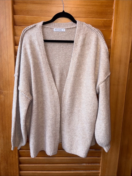 PrettyGarden Sweaters - Neutral Cream Open-Front Knit Cardigan by Pretty Garden